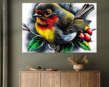 Oiseau coloré sur une branche