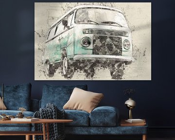 Volkswagen Combi van Lembayung senja studio [Vintage Poster]