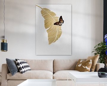 Papillon et feuille de palmier sur Orara Studio