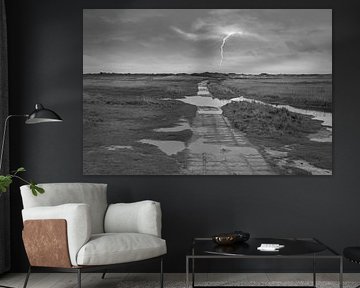 Slufter Texel between rain showers in black and white by Jose Lok