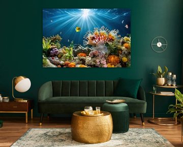 Vie sous-marine colorée dans l'océan sur Monique Leenaerts