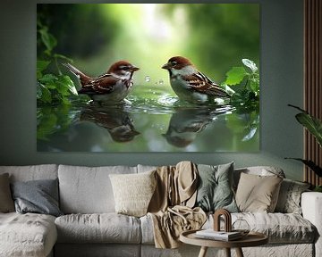 2 vogels op het water van Monique Leenaerts
