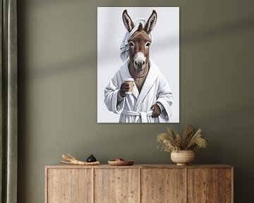 Donkey in the morning with coffee-to-go