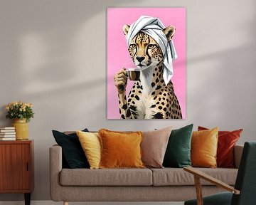 Cheetah in the morning with espresso