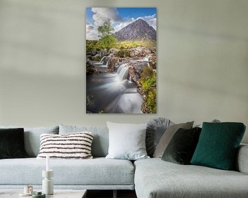 Etive Mor waterfall with Stob Deag mountain (1,021 m), Glen Etive by Christian Müringer