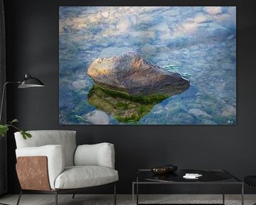 Rock in river by Steven van Zoelen