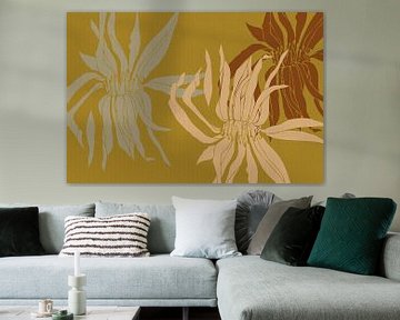 Romantische Botanische Kunst met Art Deco Invloed van Abstract Minimalist Art