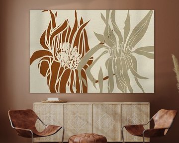 Japandi Botanische kunst in terra, zand en wit van Abstract Minimalist Art