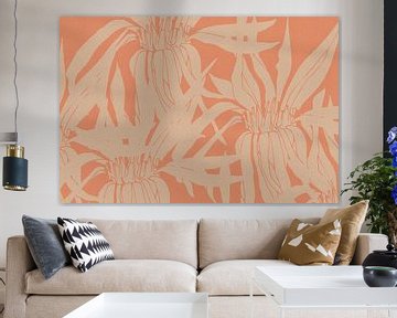 Abstract Romantisch Botanisch in Koraal en Wit van Abstract Minimalist Art