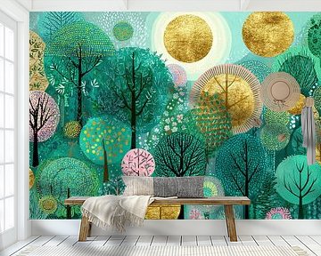Golden Trees | Vibrant Greenery and Gold by Flower Studio