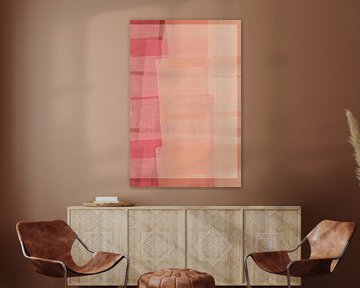 Abstract minimalistisch schilderij met roze en beige vormen van Abstract Minimalist Art