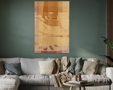 Abstract minimalistisch schilderij met warme okertinten van Abstract Minimalist Art