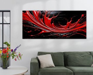 Red eruption in the black of silence - a gesture between explosion and silence in impasto colour: the abstract splash of colour as a carrier of painterly intention in the panoramic dialogue