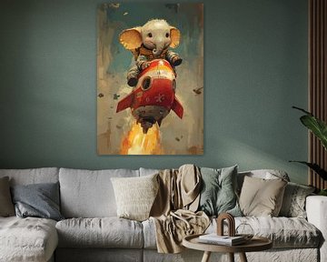 Elephant on a rocket