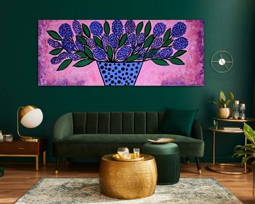 Paarse Bloemen | Bold Blooms in Blue Vase van I ❤ Bloemen