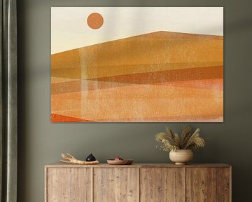 Abstract Minimalist Landscape in Ochre and Orange by Abstract Minimalist Art