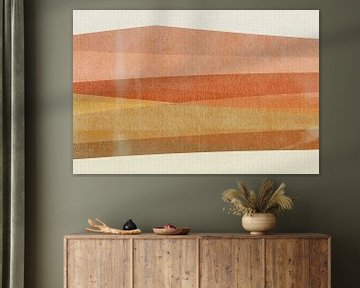 Abstract minimalistisch landschap in verbrand oranje, terracotta, mosterd van Abstract Minimalist Art
