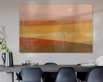 Abstract Minimalist Landscape in Ochre, Terracotta, Pink by Abstract Minimalist Art