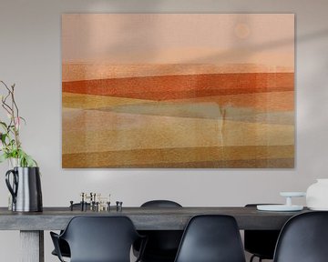 Abstract minimalistisch landschap in terracotta, mosterd, oranje van Abstract Minimalist Art