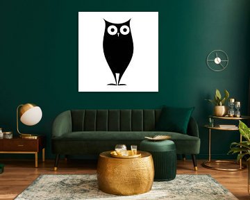 Uil silhouette zwart - wit van TheXclusive Art