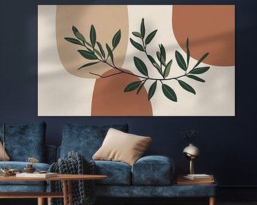 Abstract Japandi | Leaves in rust & beige by Lightline