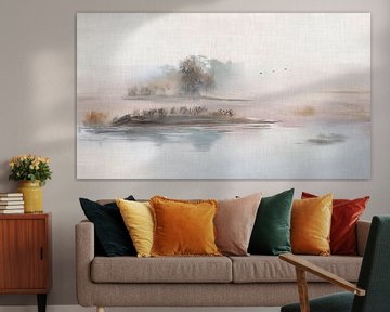 ZEN ART: Rustgevend mistig Heidelandschap van Studio Pieternel