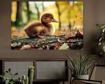Schattig eendje in herfstbos van Imperial Art House