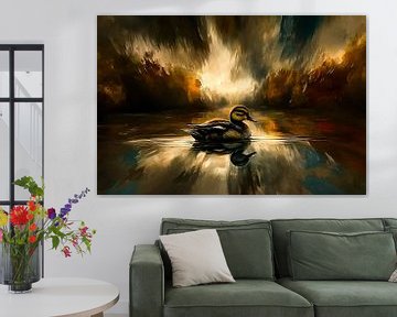 Eend op glinsterend water van Imperial Art House