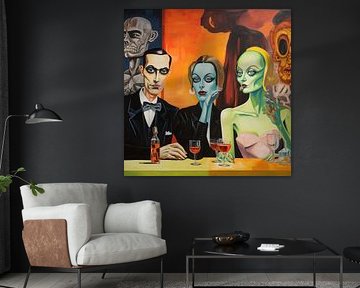 Cocktail bar paar vogel Decadent Bizar Surreal Opulent Grotesk