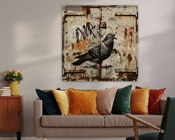 Graffiti drager duif roest metaal urban gedetailleerd natuurlijk van gm_designs