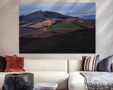 De heuvels in Toscane met mooie warm kleuren von Steven Dijkshoorn