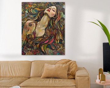 Vrouw Met Golvend Haar van Kunst Kriebels