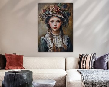 Meisje met Bloemenhoed Portret