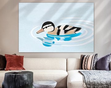 Minimalistische Ente auf dem Wasser von Art & Soul Creations