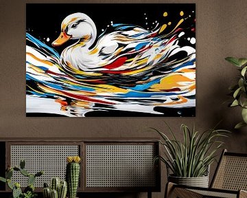 Kleurrijke abstracte eend kunst