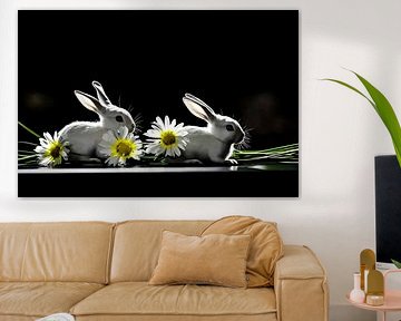 Cute bunnies and flowers by Art & Soul Creations