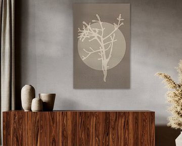 Japandi minimalist art in taupe, white, grey by Dina Dankers