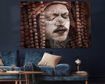 Portret van een Naga Sadhu bij Kumbh Mela festival India van Marco Rutten