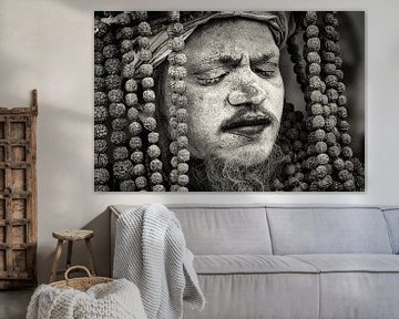 Portret van een Naga Sadhu bij Kumbh Mela festival India van Marco Rutten