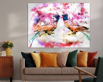 Abstract colored lori birds van Studio Mirabelle
