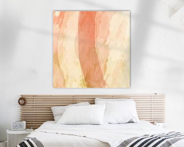 Abstract painting in pink, white, ocher by Dina Dankers