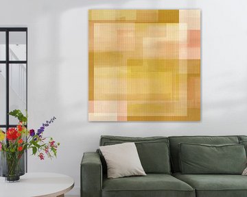 Rustige abstracte kleurblokken in oker, roze, wit van Dina Dankers