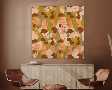 70s Retro Bloemenpatroon in Warme Tinten van Dina Dankers