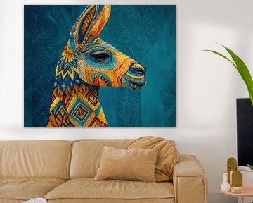 Llama Colour | Llama Head with Patterns by Abstract Painting