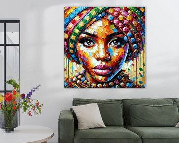 African Beaty - Kleuren van kracht - Portret van een Afrikaanse vrouw in moderne stijl van Eric Nagel