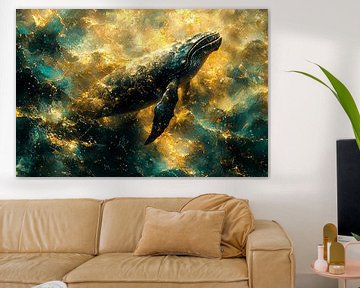 Abstracte walvis in oceaantinten van Imperial Art House