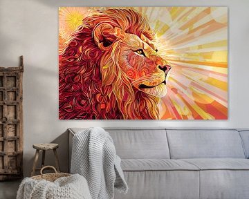 Kleurrijke leeuw met warme tinten van Imperial Art House