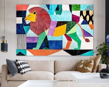 Colourful abstract lion artwork by Imperial Art House