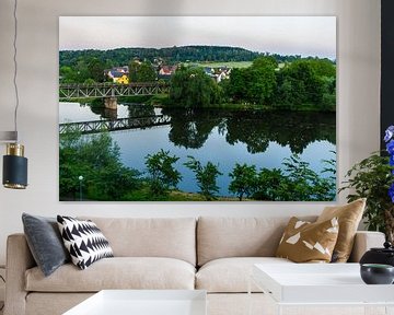 Rochlitz en Mulde vanuit het kasteel gezien van Mixed media vector arts