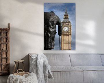 London ... Big Ben and Churchill statue sur Meleah Fotografie